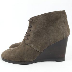 Franco Sarto Womens 10.5 Weston Wedge 4" High Heel Booties Chukkas Suede Taupe